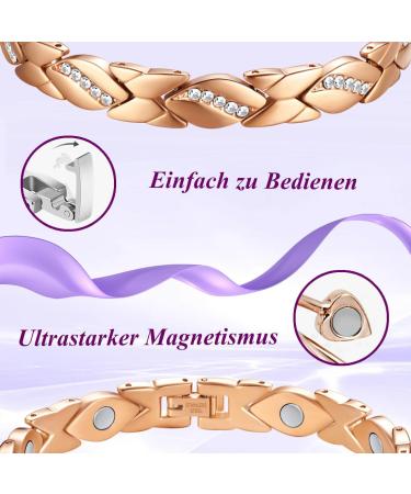 Vicmag Lymphatic Drainage Titan Steel Magnetic Bracelet for Women - Ultrast-Strong Magnets Rose Gold Crystal Design Gift Box Included - Buy Online on GoSupps.com