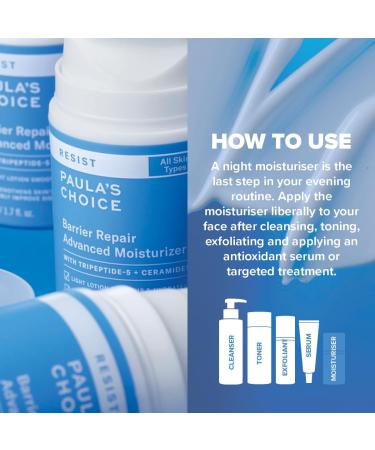 Paula's Choice RESIST Barrier Repair Advanced Moisturiser - Anti-Ageing Night Cream Hydrates & Soothes - for Firmer-Looking Skin - with Ceramides - All Skin Types - 50 ml - Buy Online on GoSupps.com