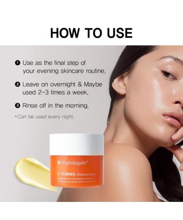 Nightingale C Toning Sleeping Mask | Overnight Face Mask with Vitamin C Niacinamide AHA BHA PHA & Hyaluronic Acid | Brightening & Moisturizing Korean Skin Care - Buy Online on GoSupps.com