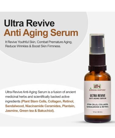 Ultra Revive Anti Aging Serum - Reduce Wrinkles & Fine Lines Boost Firmness & Hydration with Centella Asiatica Collagen Bakuchiol & Retinol - Buy Online on GoSupps.com
