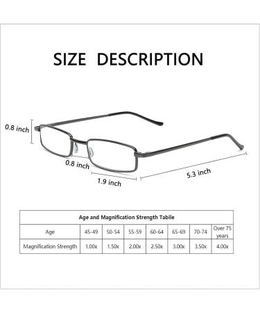 Compact Slim Pocket Reading Glasses for Women - Blue Light Blocking with Metal Case & Clip - Gunmetal Black Gold - 2.75 Magnification - Buy Online on GoSupps.com