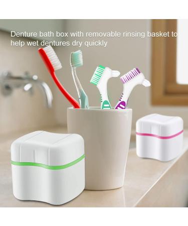 Hongecb Prosthesis Box - Denture Case & Orthodontic Container for Teeth Storage & Cleaning | 2 Braces + 2 Cleaning Brushes - Green & Pink - Buy Online on GoSupps.com