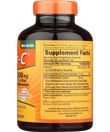 Ester-C 500 With Citrus Bioflavonoids Vegetarian - Buy Online on GoSupps.com