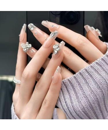 Temperament manicure broken diamond butterfly gradient manual manicure wearing a white patch with long detachable and lasting together.(XS) - Buy Online on GoSupps.com