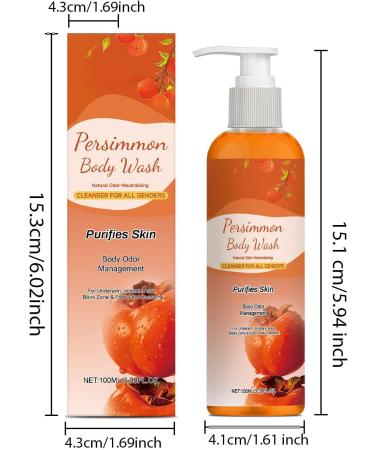  QPJUVC Persimmon Body Wash for men and women - Natural deodorant shower gel to control body odor and eliminate odors in the elderly deep skin cleansing - Buy Online on GoSupps.com