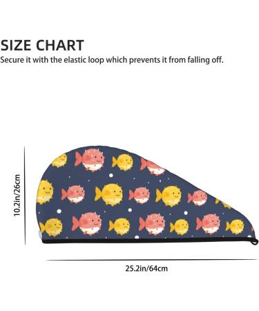 Cute Puffer Fish Microfiber Hair Towel - Soft Super Absorbent Quick Dry Wrap for Long Curly & Thick Hair - Coral Velvet for Women - Buy Online on GoSupps.com