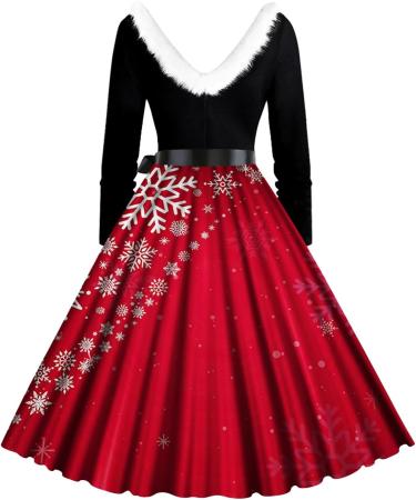 Hanxiulin Women's Christmas Sweater Dress - Long-Sleeve Party Dress with Bag Hooded Top and Stylish Print - Perfect for Holiday Celebrations - Buy Online on GoSupps.com