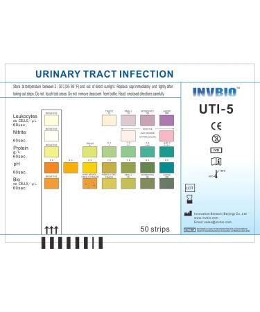 INVBIO URS 5-in-1 Urine Test Strips - 50 Count Pack - Protein, Leukocytes, Nitrite, pH, Blood - UTI & Urinary Tract Infection Strips - Buy Online on GoSupps.com