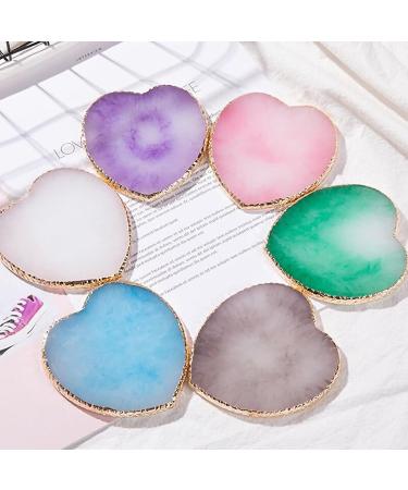 Tinsow 4 Pcs Resin Stone Nail Art Palette | Golden Edge Pigment Mixing Plate | Manicure Nail DIY Tool - Heart Design - Buy Online on GoSupps.com