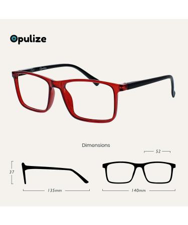 OPULIZE Ink Reading Glasses 2 Pack - Large Rectangular Frame Dark Red & Black Scratch Resistant Spring Hinges - Unisex +1.50 - Buy Online on GoSupps.com