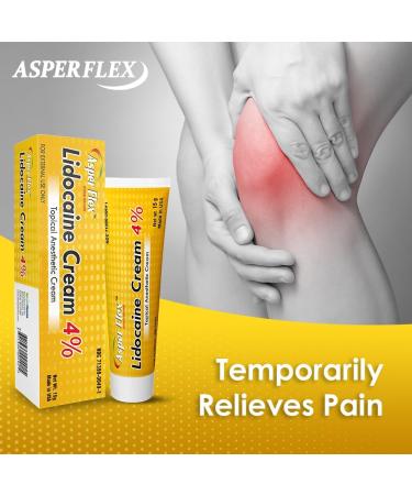 ASPERFLEX Lidocaine Pain Relief Cream 4% - Fast-Acting Numbing Cream for Muscle & Joint Pain Arthritis & Backache - 15G - Buy Internationally - Buy Online on GoSupps.com