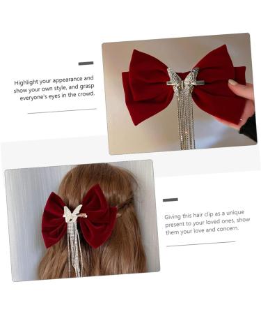 FRCOLOR Tassel Hair Clip Hair Bow Clips Bowknot Hair Clip Crystal Bow Hair Clip Tassel Hair Accessories Grosgrain Women Hair Accessories Bow Hair Barrette Headgear Miss Big Bow Rhinestones - Buy Online on GoSupps.com