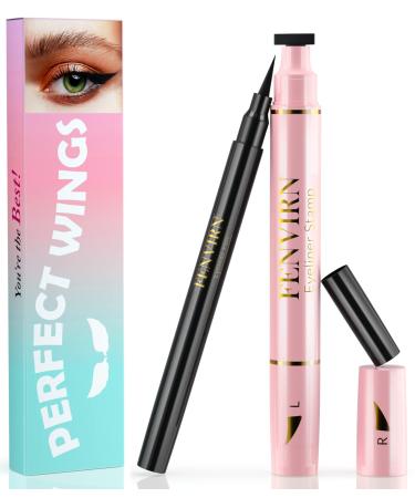 FENVIRN Eyeliner Stamp - 2 Count Winged Eyeliner Stamp, Cat Eye Stamp Eyeliner, Long Lasting liquid Eyeliner, Smudgeproof & Waterproof, Vegan & Cruelty, Black