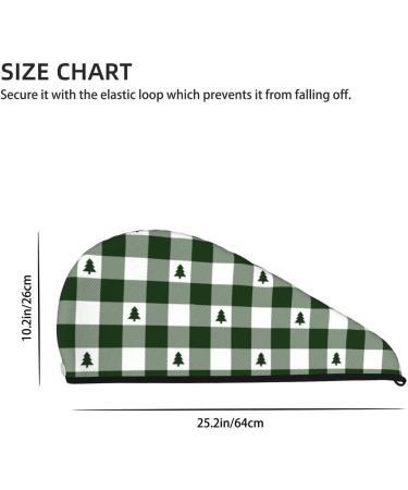 Buy Hair Towel Wrap - Quick-Dry Turban with Button | Green White Lumberjack Plaid Hair Drying Towel for Fast Absorption - Buy Online on GoSupps.com