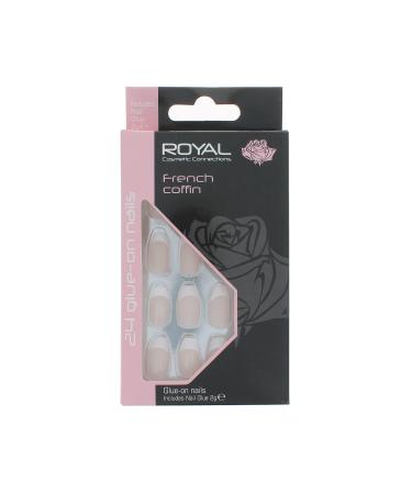 Royal Cosmetics 24 Glue-On false Nails - French Coffin acrylic false/fake nails stick on nails with glue included.