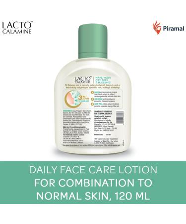 Lacto Calamine Daily Face Care Lotion - Oil Balance for Combination to Normal Skin - 120ml | International Shipping Available - Buy Online on GoSupps.com