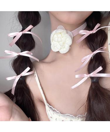 12 Pieces Cute Hair Clips Solid Color Bow Alligator Hair Clips Ribbon Bow Clips Girls Bow Hair Clips for Women Girls Hair Accessories (Pink Off White Black Milk Yellow) - Buy Online on GoSupps.com