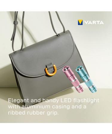 Varta LED Flashlight with AA Battery - Turquoise Pocket Lamp Aluminum Housing Easy Grip Perfect for Dark Environments - Buy Online on GoSupps.com