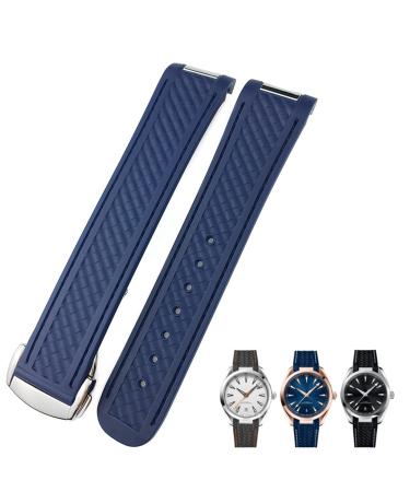 IoTup watch bracelet made of rubber with curved end suitable for Omega Seamaster 300 AT150 Aqua Terra 8900 Speedmaster silicone wrap bracelet 19 mm 20 mm