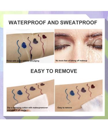 Matte Waterproof Colored Eyeliner Set - 3Pcs Wine Red, Purple, Light Blue Liquid Eye Liner Pen Pencil - Long Lasting Delineador de Ojos de Colores - 3 Count Pack - Buy Online on GoSupps.com