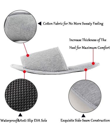 Portable Travel Foldable Slippers Open Toe Hotel Spa Slippers Cotton Non-Disposable Guests Slippers Business Trip Flight Slippers with Pouch Indoor House Shoes Anti-Skid Footwear Fit Men and Women 6 UK Black Grey - Buy Online on GoSupps.com