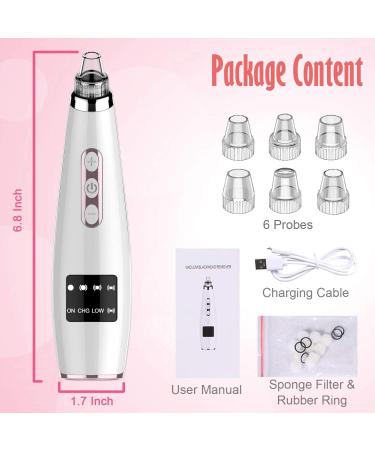 Blackhead Remover Vacuum Kit | Electric Pore Cleaner Tool with 6 Probes | USB Rechargeable & LED Display | Acne Suction Extractor for Men and Women - Buy Online on GoSupps.com