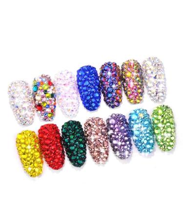 1 Box Mixed Colors Nail Art Rhinestones Multi-Size Flat-Back Ab Crystal 3D Charm Gems Diy Manicure Decor 4Nice Design