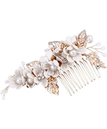 FRCOLOR Wedding Hair Comb Alloy Flower Pearl Rhinestones Crystal Bride Hairpin Women Side Hair Clips for Party Dressup Daily Vacation Photo Props(White) - Buy Online on GoSupps.com