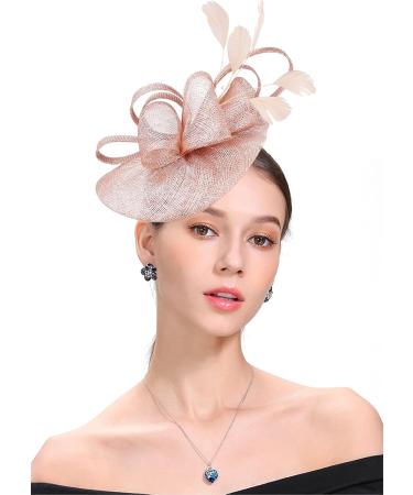 Z&X Women's Sinamay Fascinator Pillbox Headband Hair Clip Cocktail Tea Party Hat 035 Nude Pink One Size - Buy Online on GoSupps.com