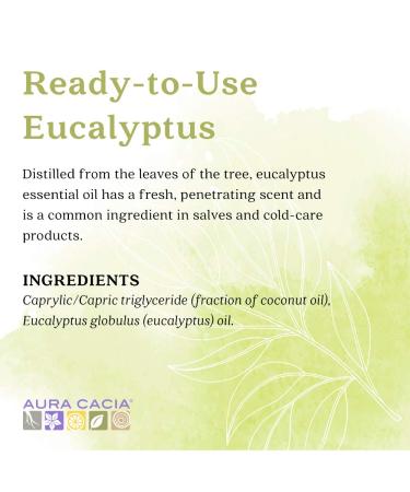 Aura Cacia Eucalyptus Essential Oil in Fractionated Coconut Oil - 4 fl oz (118 ml) | Pure Aromatherapy - Buy Online on GoSupps.com