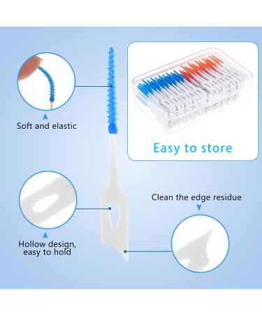 200 Interdental Brushes - Silicone Dental Brushes with Box | Portable Dual-House Floss Sticks for Effective Tooth Cleaning - Green Orange Blue - Buy Online on GoSupps.com