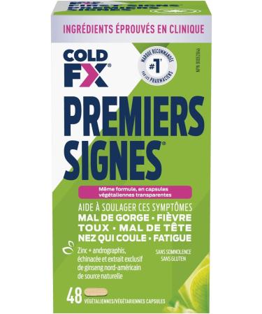 COLD-FX First Signs Helps Relieve & Reduce Frequency Severity & Duration of Cold and Flu Symptoms with North American Ginseng Extract Echinacea Andrographis & Zinc 48 Vegan Capsules 48 count (Pack of 1) - Buy Online on GoSupps.com