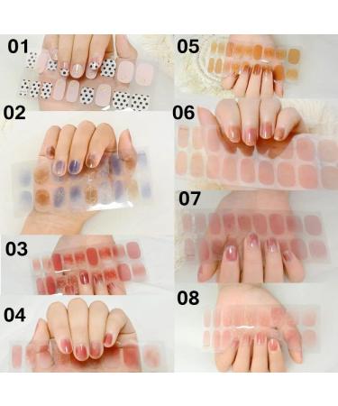 Full Cover Nail Art Tips 3D French Design Gel Nail Sticker Semi-cured Nail Stickers Korean Semi-baked(05) Style05 - Buy Online on GoSupps.com