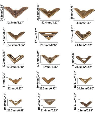PandaHall Book Corners 60pcs - Iron Corner Protectors for Journals, Jewelry Boxes, Scrapbooks - Antique Bronze Finish - Buy Online on GoSupps.com