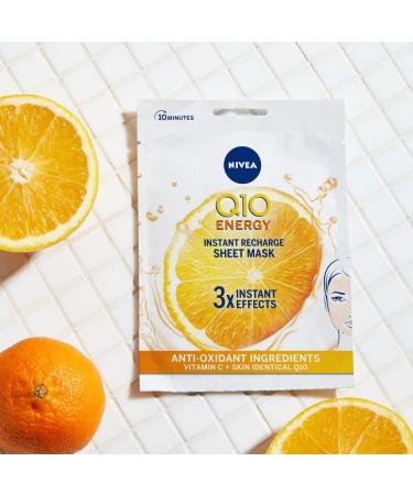 NIVEA Q10 + C Power Anti-Wrinkle Sheet Mask - 1 Piece | Vitamin C and Coenzyme Q10 Anti-Ageing Moisturiser Mask - Buy Online on GoSupps.com
