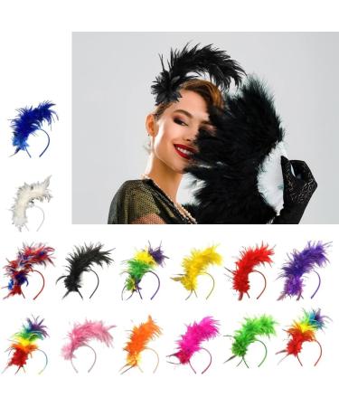 hgnxa Feather Headband Fascinator Headband Cosplay Hair Hoop 1920s Style Headpiece Vintage Feather Hair Accessory for Women Pink - Buy Online on GoSupps.com