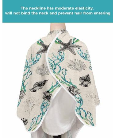Shop Beach Sea Coral Barber Cape - Adjustable Hair Cutting Cape for Women Men & Kids | Nautical Coastal Style - Buy Online on GoSupps.com