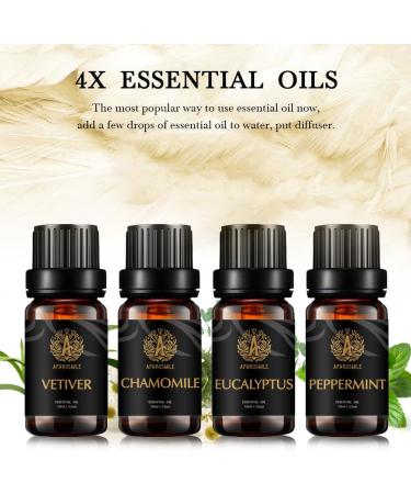 Aromatherapy Chamomile Essential Oil Set for Air Freshener 100% Pure Vetiver Essential Oils for Diffuser 100% Pure Peppermint Oils Set 4x10ml Aromatherapy Eucalyptus Oils Set for Humidifier - Buy Online on GoSupps.com