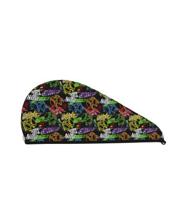 Hair Towel Wrap Hair Drying Towel with Button Towel Turban Head Towel to Dry Hair Quickly (Game Joysticks)