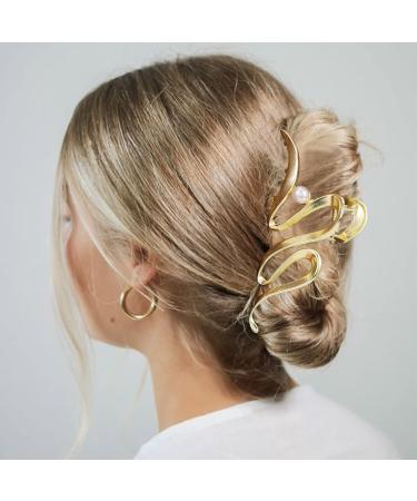 Brinie Gold Metal Pearl Hair Clips Set - Stylish Nonslip Hair Clamps for Women and Girls - Buy Online on GoSupps.com