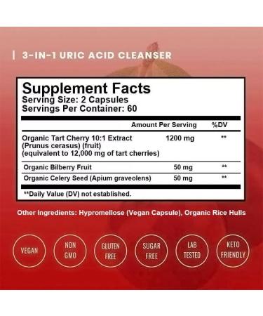 Tart Cherry Extract Capsules with Celery Seeds Uric Acid to Cleanse Muscle Recovery - Buy Online on GoSupps.com