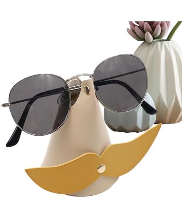 Deawar Mustache Glasses Holder - Funny Nasal-Shaped PU Leather Stand for Home & Desk | Creative Yellow Beard Glasses Display - Buy Online on GoSupps.com