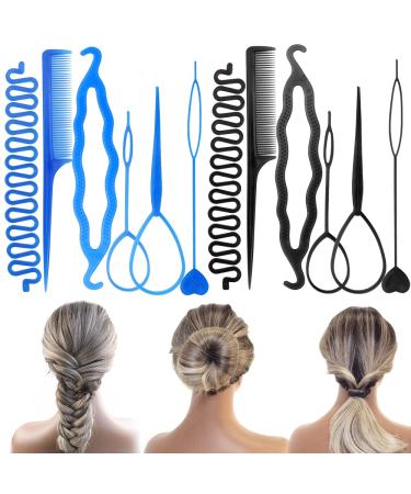 NAIHOD 2 Sets Tail Hair Tool Hair Loop DIY Styling Tool Set Tail Hair Flipper Pull through Ponytail Tool French Hair Braiding Tool French Centipede Braiders French Twist Plait