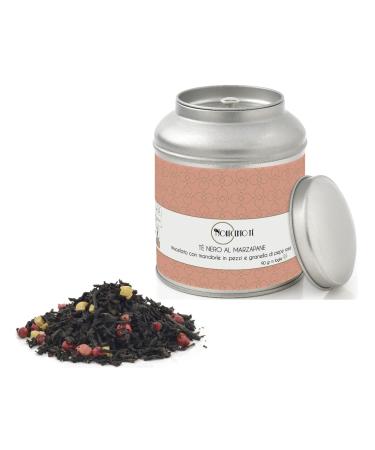 NOVECENTO TE' Novecento T | Marzipan Black Tea Leaves - 90 Gr | Black Tea Marzipan Almonds Pink Pepper | Black Tea Blend Marzipan Almonds & Spices in Bulk Tin