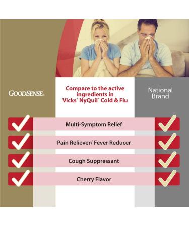 GoodSense Nighttime Cold and Flu Relief Cherry Liquid 12 Fl Oz - Pack of 1 - Buy Online on GoSupps.com