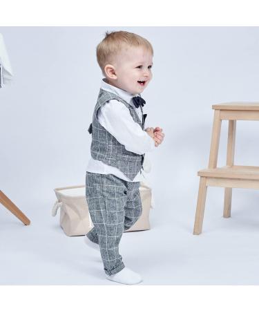 Famuka Baby Boys Gentleman Suit Blazer Toddler Tuxedo Clothing Set - Grey (Size 80) - Buy Online on GoSupps.com