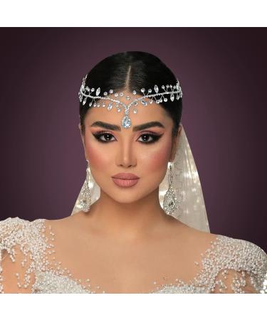 WONRLUA Rhinestone Forehead Headband - Bridal Wedding Hair Accessories in Silver - Buy Online on GoSupps.com