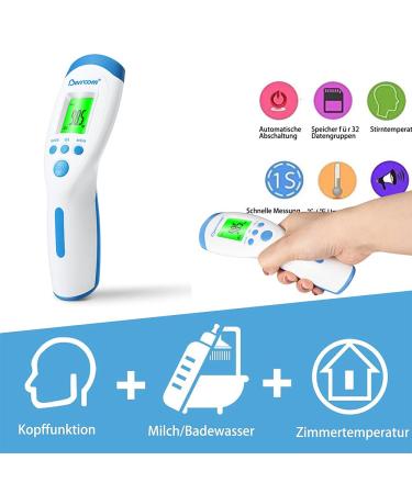 Berrcom No Contact Infrared Forehead Thermometer - Medical Grade 3-in-1 Baby Thermometer with LCD Display - Buy Online on GoSupps.com