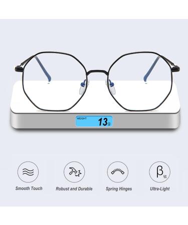 VOOLGA Classic Retro Blue Light Filter Glasses - Polygon Style Fashion Glasses for Men & Women - Anti-Glare Computer Protection with Black Metal Legs - Buy Online on GoSupps.com