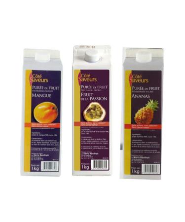 Cote Saveurs Purees - 1 mango - 1 Passion fruit - 1 Pineapple - (3x1kg)